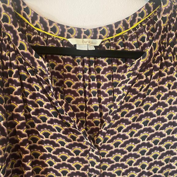 Boden Women's size 6 Purple Green Patterned Lightweight Long Sleeve Blouse Top - Picture 3 of 9